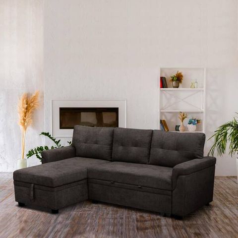 Homestock 78 In W Reversible Velvet Sleeper Sectional Sofa Storage ... pertaining to Exploring the Aesthetic and Practical Benefits of the Devonshire Sleeper Sectional Camel